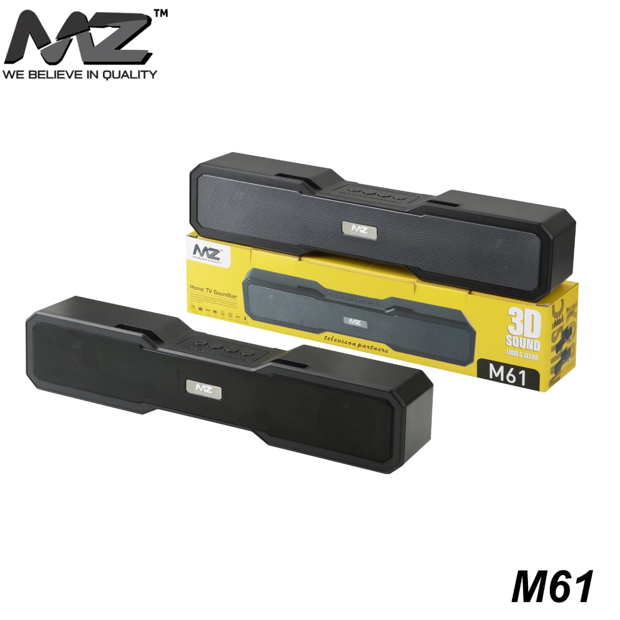 MZ M61 (PORTABLE HOME TV SOUNDBAR) Dynamic Thunder Sound 2400mAh Battery 10 W Bluetooth Soundbar  (Grey, Stereo Channel)