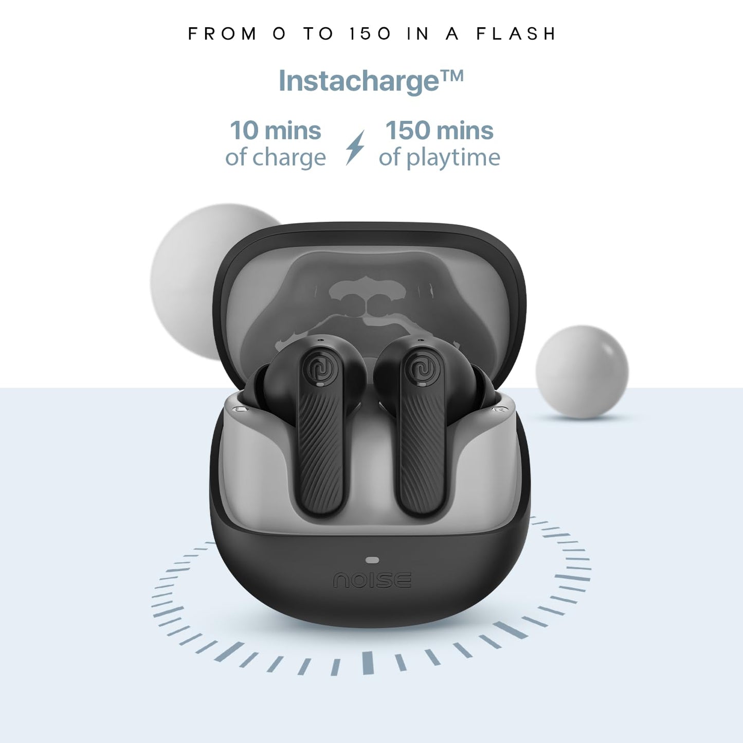 Noise Newly Launched Buds X2 in Ear Truly Wireless Earbuds with Massive 140H of Playtime, ANC (up to 32dB), Rubberised Finish, Dual Device Pairing, Dual EQ Modes, BT v5.3 (Ebony Black)