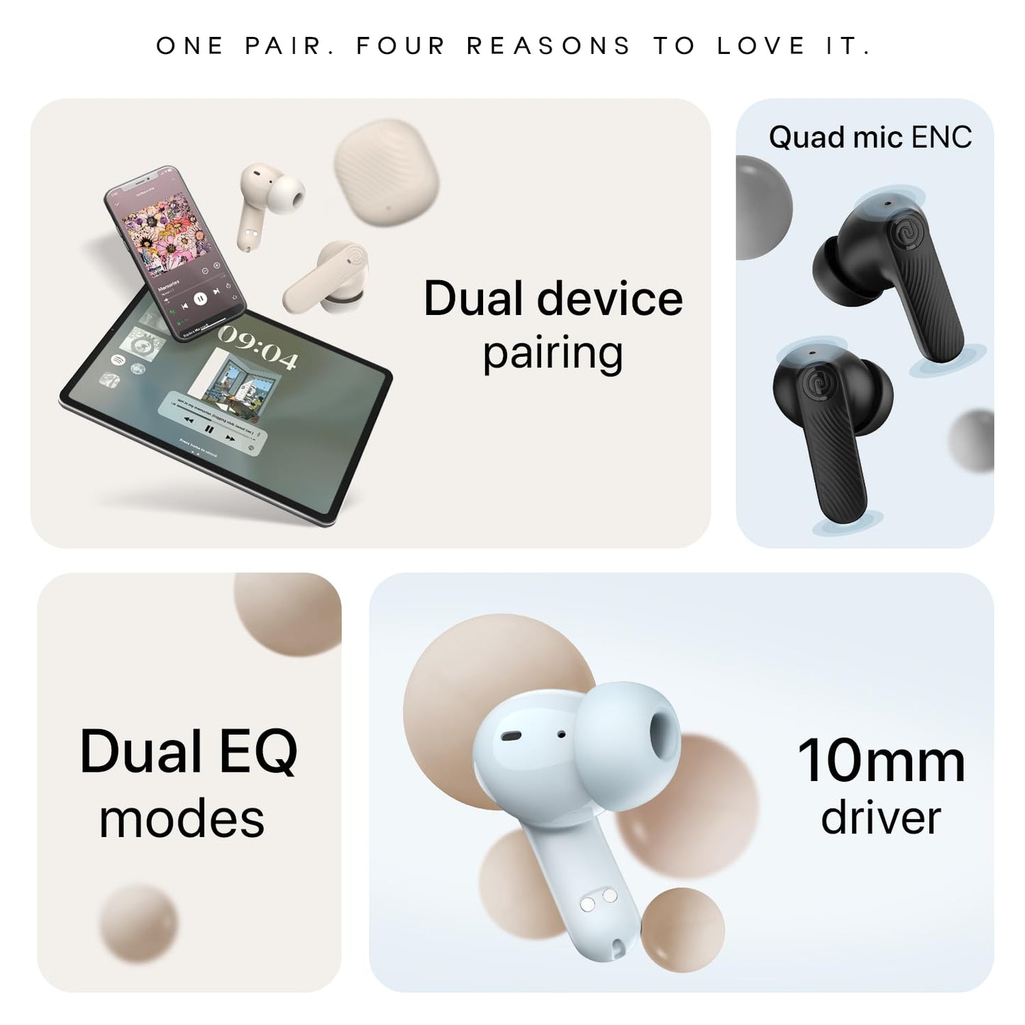 Noise Newly Launched Buds X2 in Ear Truly Wireless Earbuds with Massive 140H of Playtime, ANC (up to 32dB), Rubberised Finish, Dual Device Pairing, Dual EQ Modes, BT v5.3 (Ebony Black)