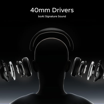 boAt New Launch Rockerz 650 Pro, Touch/Swipe Controls, Dolby Audio, 80Hrs Battery, 2Mics ENx, Fast Charge, App Support, Dual Pair, Bluetooth Over Ear Headphones with Mic (Iris Black)