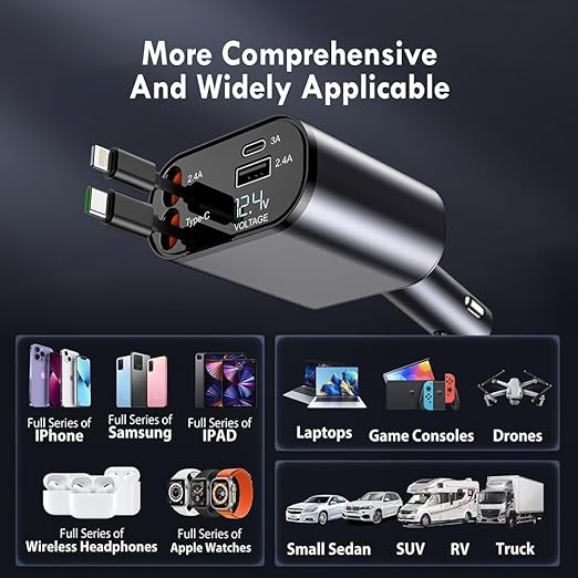 UrbanPulse Retractable Car Charger