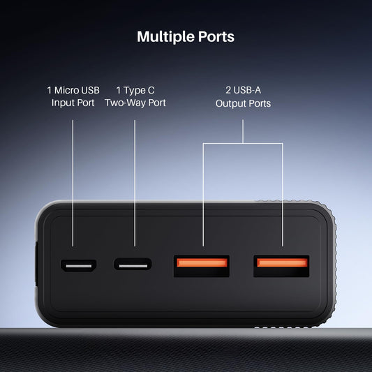 boAt Energyshroom PB401 20000mAh Power Bank| Micro USB Type-C Input(2-Way Input Ports), 22.5W, 3X Output Ports, Compatible with Tablets, Smartphones, Earbuds, Smartwatch (Carbon Black)
