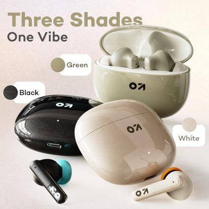 GOBOULT W60 True Wireless in Ear Earbuds 60H Playtime, ZEN Quad Mic ENC, 50ms Xtreme Low Latency, Made in India, Type-C Fast Charging, 13mm Driver, IPX5 Combat Gaming mode,TWS Ear Buds Wireless(White)