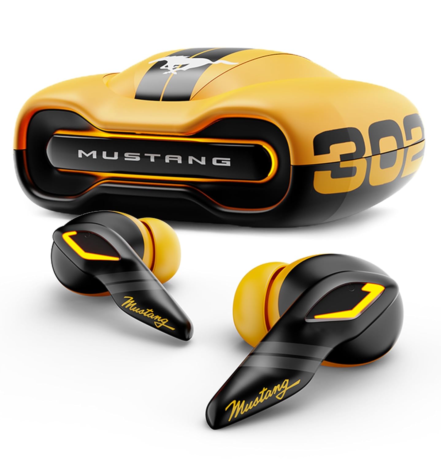 GOBOULT Mustang Torq Wireless in Ear Earbuds with 60H Playtime, App Support, Quad Mic ENC, 45ms Low Latency, 13mm Driver, Breathing LEDs,Touch Controls, Made in India, IPX5, Ear buds Wireless (Yellow)