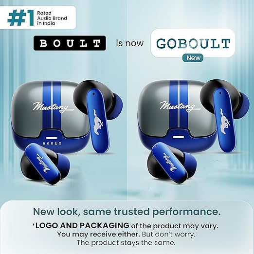 GOBOULT x Mustang Dash Truly Wireless in Ear Earbuds with 100H Playtime, App Support, Dual Device Pairing, 4 Clear Calling ENC Mics, 45ms Low Latency, Made in India, IPX5 Ear Buds TWS Bluetooth 5.4