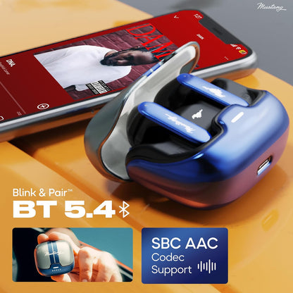 GOBOULT x Mustang Dash Truly Wireless in Ear Earbuds with 100H Playtime, App Support, Dual Device Pairing, 4 Clear Calling ENC Mics, 45ms Low Latency, Made in India, IPX5 Ear Buds TWS Bluetooth 5.4