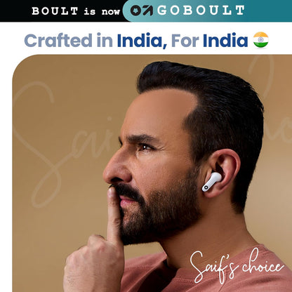 GOBOULT Z40 True Wireless in Ear Earbuds with 60H Playtime, Zen™ ENC Mic, Low Latency Gaming, Type-C Fast Charging, Made in India, 10mm Rich Bass Drivers, IPX5, Ear Buds TWS (White)