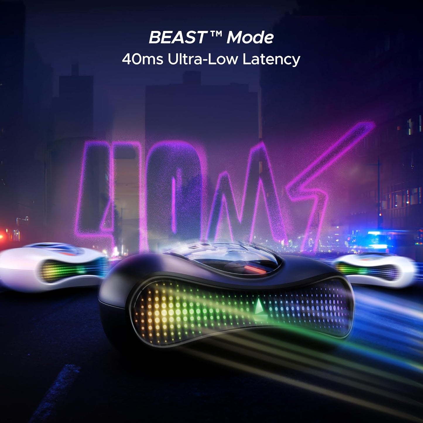 boAt Airdopes Drift TWS in Ear Earbuds, 40hrs Playback, Beast Mode(40ms Latency), 4 Mics with ENx, Car-Shaped ID with RGB LEDs, ASAP Charge, IWP Tech, BT v5.4 & IPX4 Resistance(Black Sabre) Visit the boAt Store