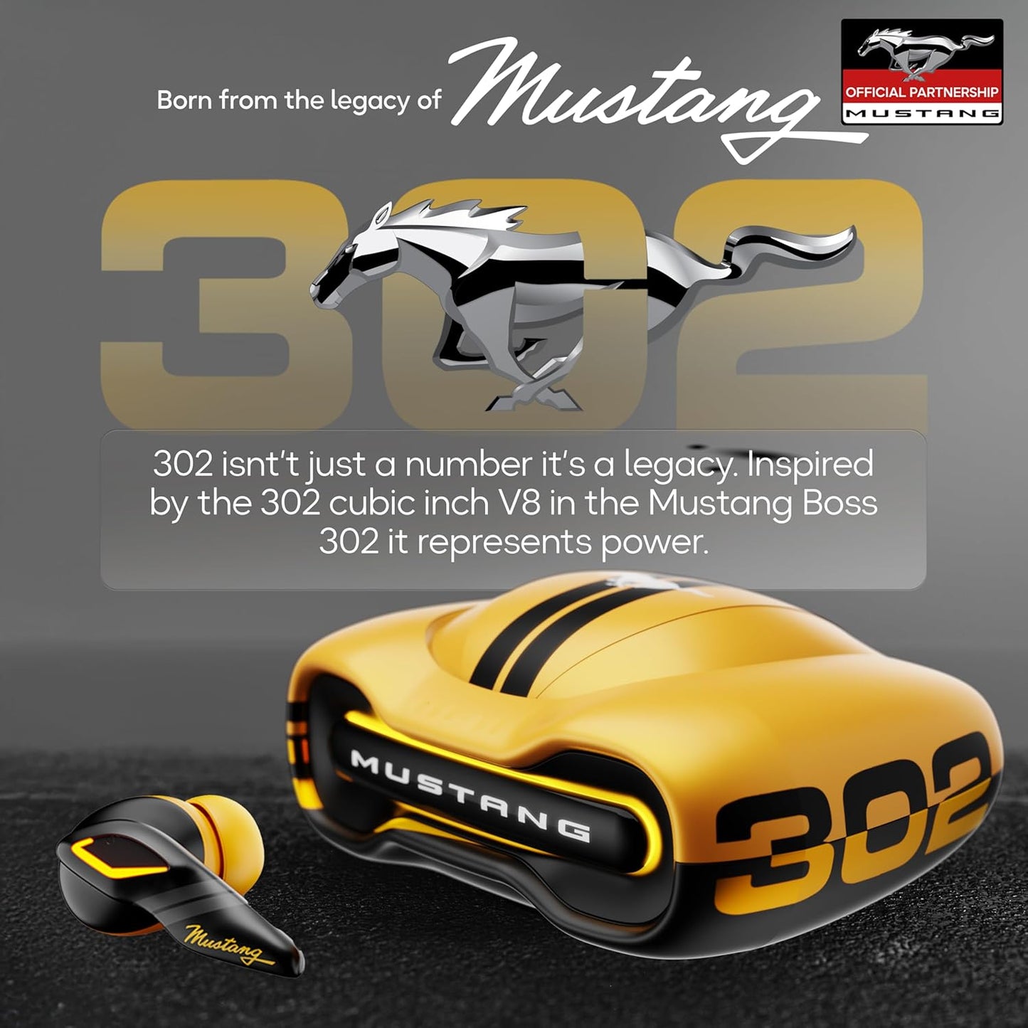 GOBOULT Mustang Torq Wireless in Ear Earbuds with 60H Playtime, App Support, Quad Mic ENC, 45ms Low Latency, 13mm Driver, Breathing LEDs,Touch Controls, Made in India, IPX5, Ear buds Wireless (Yellow)